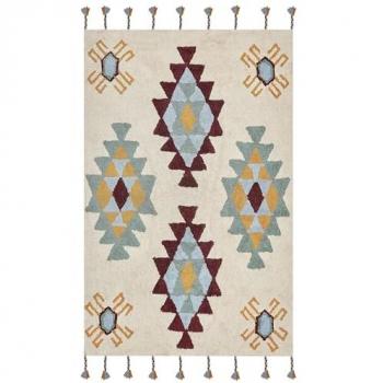 Alfombra decorativa 160 x 230 cm en tonos beige claro y mostaza