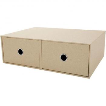 Natural Wood Paper 2-Drawer Desk Organizer Beige (2PCS)