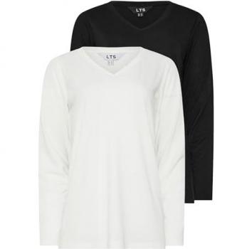 Long Tall Sally Premium Pack 2 Hauts V-Neck Tall 48, Noir-Blanc