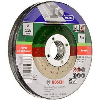 Bosch 2609256332 – Ensemble de 5 disques de coupe métal, diamètre 115 mm, épaisseur 2,5 mm, moyeu déporté