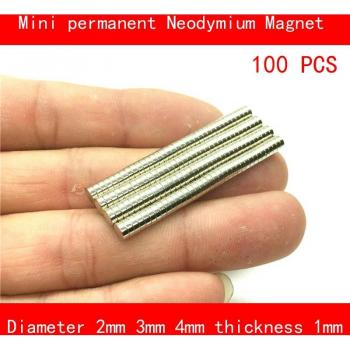 100 aimants néodyme mini, N35, diamètre 5mm, 4mm, 3mm, épaisseur 1mm, 2mm, 3mm
