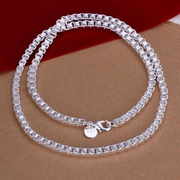 Collana in argento S925 con catena a scatola 4 mm