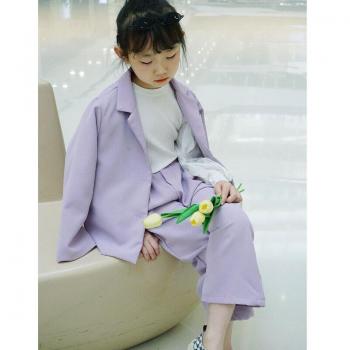 Conjunto de Ropa Morado para Niños de 3 a 8 Años, Blazer y Pantalón, Manga Larga, Primavera-Otoño