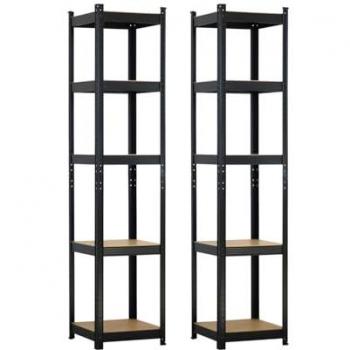 Pack de 2 Étagères Modulaires avec 5 Étagères Réglables 180x40x40cm 175Kg Noir