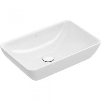 Villeroy & Boch Halbeinbau‑AWT Venticello 4113 550×360 mm ohne Hahnloch, mit Überlauf – Stone White
