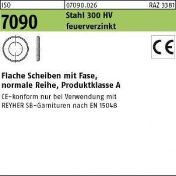 Unterlegscheiben Reyher – 100er Pack, 10 mm, ISO 7090, Stahl 300 HV, Feuerverzinkung, Fase 20
