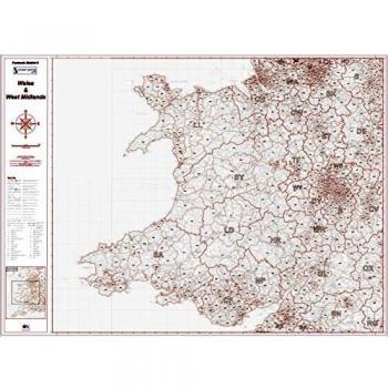 Grayscale Map of Postcode District 6 (Wales & W. Midlands) – Matte Print