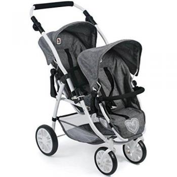 BAYER CHIC 2000 689 76 Passeggino Tandem per Bambole Vario, Jeans Grey