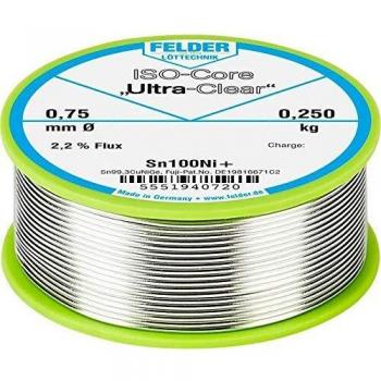 Felder Löttechnik Sn100Ni+ “Ultra‑Clear” – Étain sans plomb (250 g, 0,75 mm)