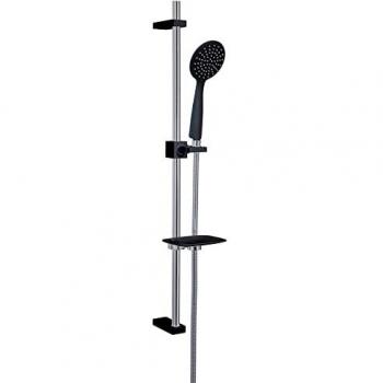 Valentina Kiamami – Barre de douche coulissante chromée noire 80 cm