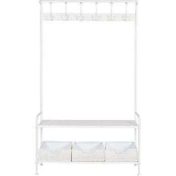 Mobile per ingresso con cassetti e mensola bianco 110 x 36 x 186 cm