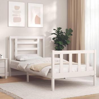 VidaXL White Single Bed Frame with Solid Pine Construction