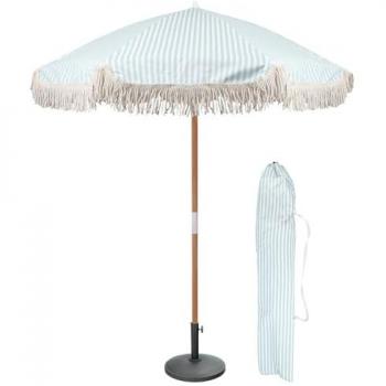 1.4M Wooden Parasol with Tassels & Base