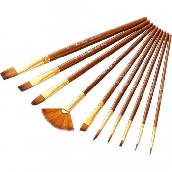 Oil & Acrylic Precision Brush Kit – 10 Nylon Hair Tools (3‑Color Choice)