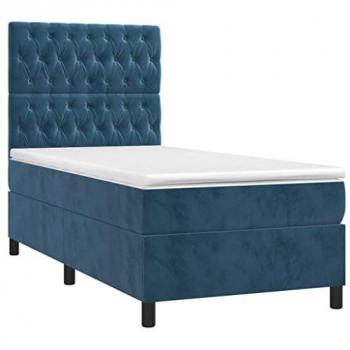 VidaXL Boxspringbett 90x200 cm Dunkelblau mit Matratze & LED