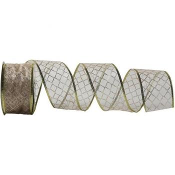 Tira Brillante de Celosía en Organza, 50 Yards para Navidad