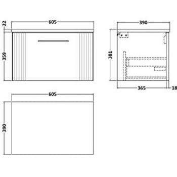 Satin White 1-Drawer Wall Hung Vanity with Marble Laminate
