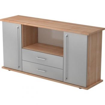 Aktenschrank SB 2OH 2 Schübe BxTxH 166,1x44,8x84cm mit Griff RE Nussbaum