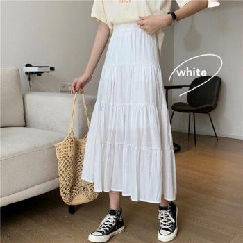 Falda larga de mujer, gasa, cintura alta, diseño vintage en blanco y negro
