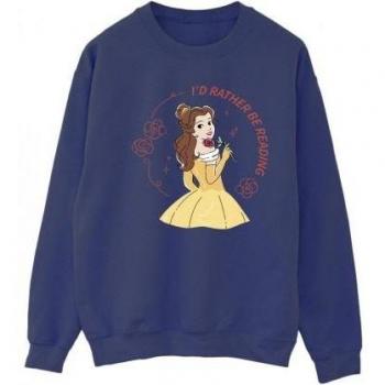Beauty and the Beast I’d Rather Be Reading Womens' Sweatshirt – Large, White