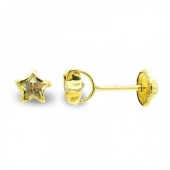 Pendientes Oro 9k Estrella con Tornillo 4.5 mm
