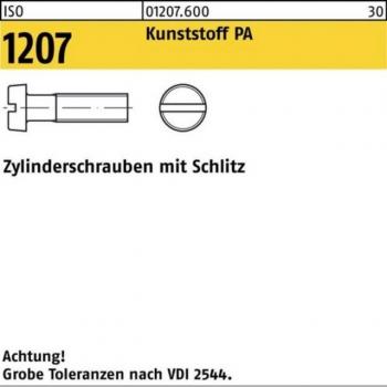 Nobrand Zylinderschraube: M4, 25 mm, Kunststoff PA, ISO 1207 Schlitzzone