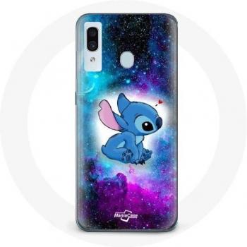 Maniacase Galaxy A20 Stitch Ohana Colorful Quote Case