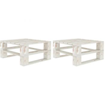 Tuintafels 2 st pallet hout met afwerking wit
