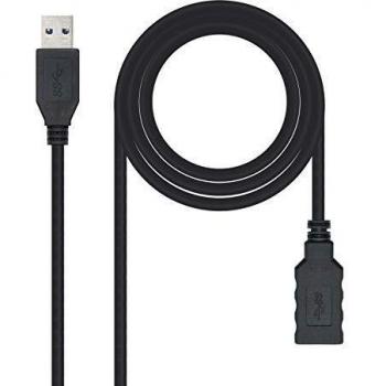 Cable USB 3.0 prolongador Nanocable 10.01.0901-BK, Macho a Hembra, 1m, Negro