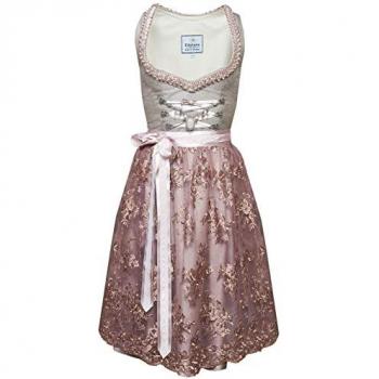 Edelnice Exklusives Designer Midi Dirndl Ophelia mit Spitzen-Schürze und Charivari