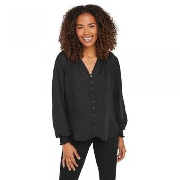 Blouse M & Co Noire à Fermeture Boutonnée