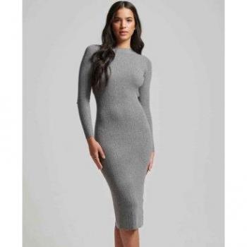 Superdry Grey Marl Long Sleeve Bodycon Dress XS