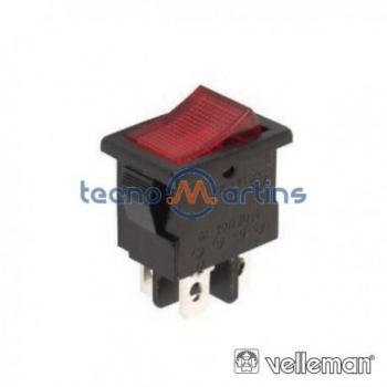 Interruttore SPST On-Off 5A-250V con luce neon rossa