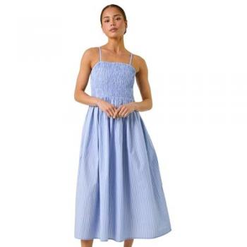 Roman Blue Striped Mini Strap Dress
