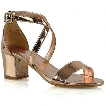 Rose Gold Jordyn Over‑Strap Chunky Heel