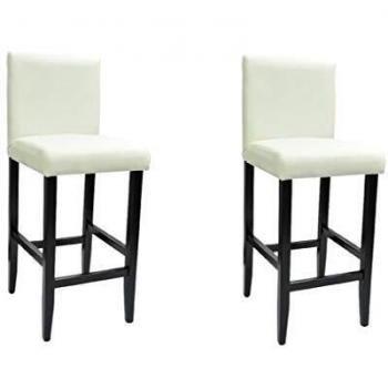 Tabourets de bar en similicuir blanc (lot de 2)