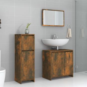 Ensemble de Rangement Salle de Bain VidaXL Chêne Fumé 3 pcs