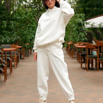 Conjunto ChillMax: Sudadera de Jersey + Pantalones Gruesos Blanco