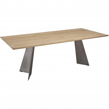 K+W Komfort & Wohnen Rechteckiger Esstisch 5252 – Wildeiche Natur / Bianco, Metalluntergestell, Breite wählbar (200–250 cm)