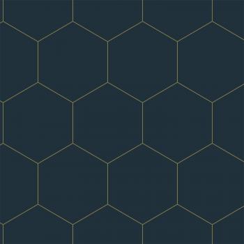 Papel de Pared Geométrico Azul Profundo y Oro