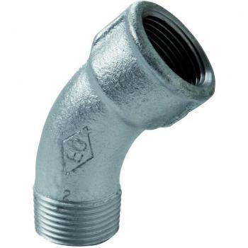 Coude Grand Rayon 45 ° MF Fonte Galvanisée 15×21