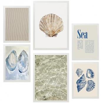 Brisa Atlántica – Kit de 6 pósters decorativos de mar sin marco