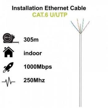Ewent Bobina Cable de Red RJ45 Cat.6 U/UTP PVC 305m Gris
