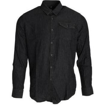 Premier Herren Jeans-Langarm Denim Hemd in Schwarz L