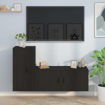 VidaXL TV-Schrank-Set 2-teilig Schwarz Holzwerkstoff