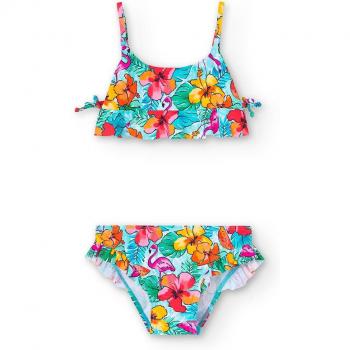 Bikini con volantes para niña, diseño de flamencos