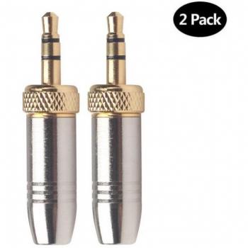 Set de 2 piezas: conector de 3,5 mm en metal con rosca interna M6 para micrófono Lavalier inalámbrico