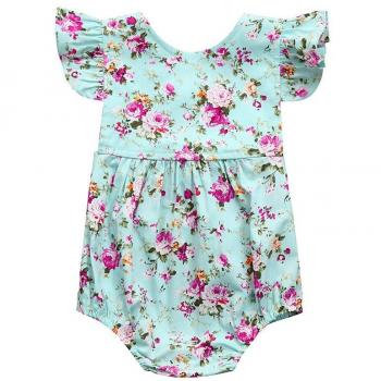 Mono de Algodón para Bebé Niña con Manga Corta Azul 0-3 meses