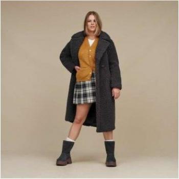 UGG Gertrude Long: Abrigo Negro Casual