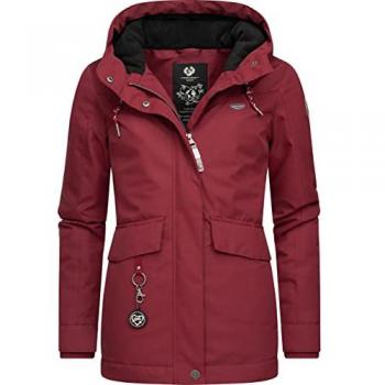 Ragwear Damen Winterjacke Jazmin Remake II Intl. gefütterte Outdoorjacke aus recycelten Materialien in Weinrot, Gr. S